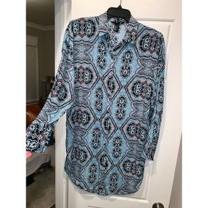Blue and black print dress/blouse